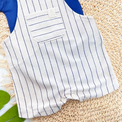 Conj. Body Gola Polo e Jardineira Listrada - Marinho e Areia